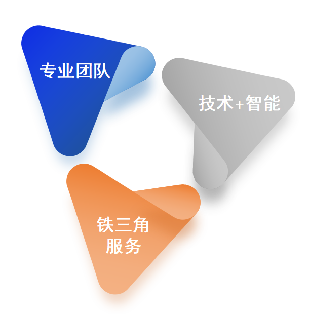 专业团队、技术+智能、铁三角服务